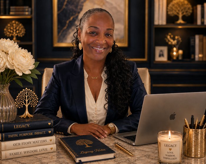 Stacey Michelle, Founder of Legacy Notes™, at her desk